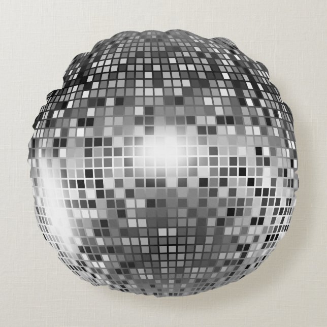 Almofada Redonda Silver Disco Ball (Frente)
