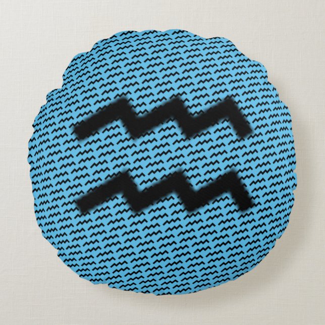 Almofada Redonda Símbolo Aquarius Zodiac Standard por Kenneth Yonci (Frente)