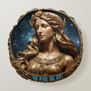 Almofada Redonda Símbolo de Astrologia do Virgo