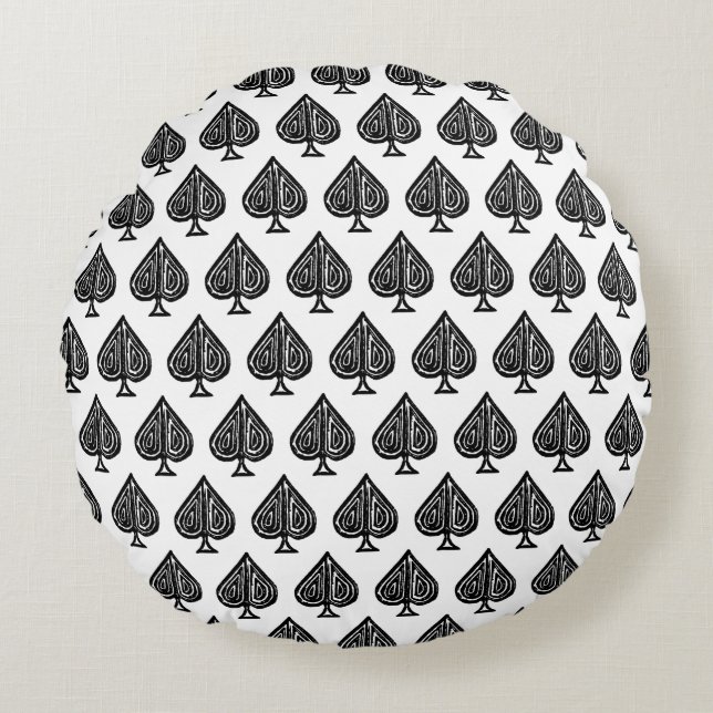 Almofada Redonda Símbolo de Placa de Reprodução Preta Espada Forma  (Frente)