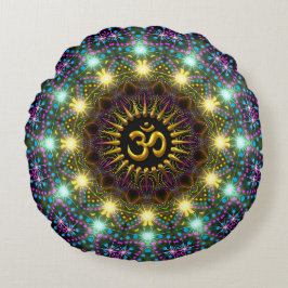 Almofada Redonda Símbolo Om Mandala Luz de Cura