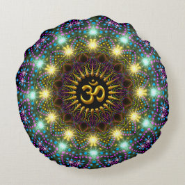 Almofada Redonda Símbolo Om Mandala Luz de Cura