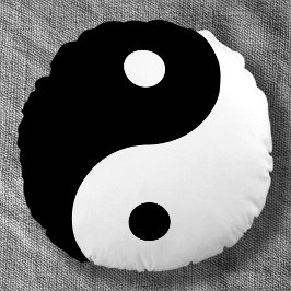Almofada Redonda Símbolo Zen yin-yang branco-negro