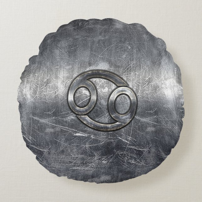 Almofada Redonda Símbolo Zodiac cancer no Estilo Industrial (Frente)