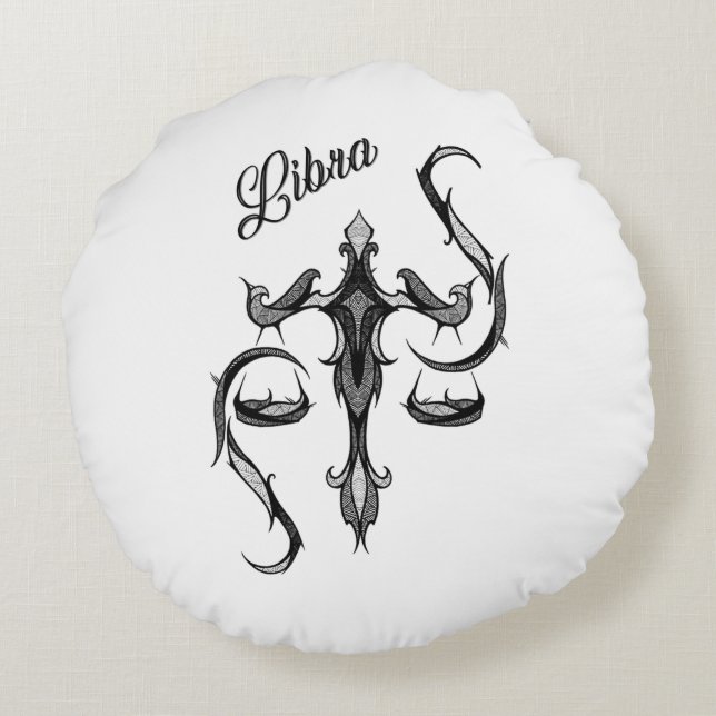 Almofada Redonda Símbolo Zodíaco de Libra (Verso)
