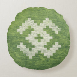 Almofada Redonda Símbolos Bálticos Vintage Verde