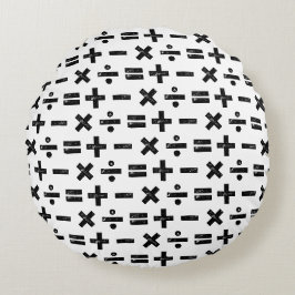 Almofada Redonda Símbolos matemáticos preto e branco - Lino Cortado