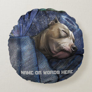 Almofada Redonda Simpatia de Anjo de Cão Pitbull Perda Condolência