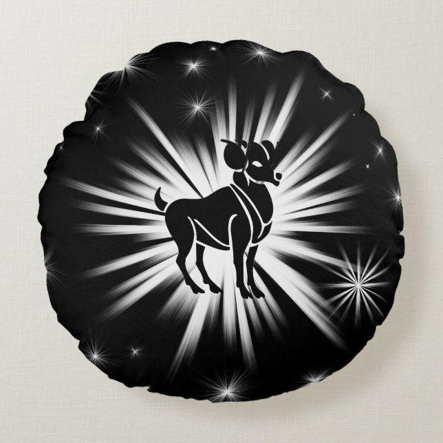 Almofada Redonda Sinal de 'Aries' (Frente)