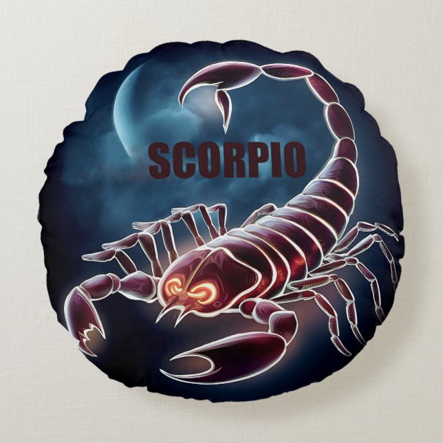 Almofada Redonda Sinal de astrologia de Scorpio (Frente)