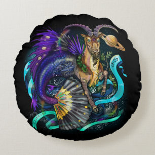 Almofada Redonda Sinal de Capricórnio zodiaco