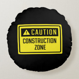 Almofada Redonda Sinal de Zona de Construção de Precaução