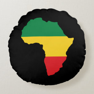 Almofada Redonda Sinalizador África Verde, Dourada e Vermelha