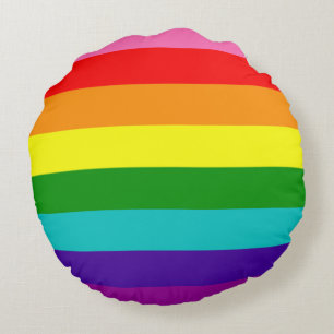 Almofada Redonda Sinalizador de 8 faixas do Rainbow Orgulho gay LGB