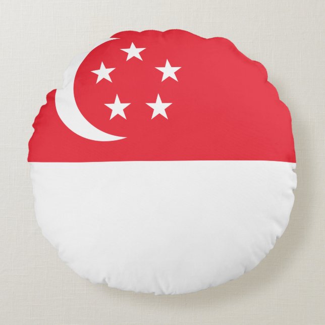 Almofada Redonda Sinalizador de Singapura (Frente)