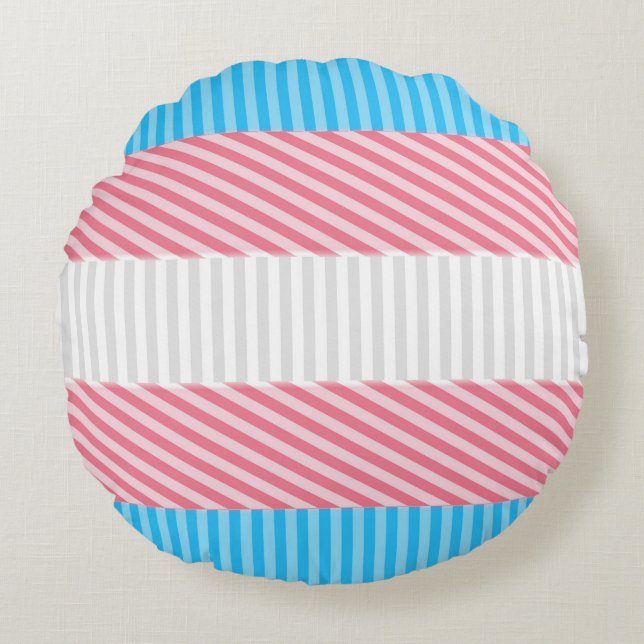 Almofada Redonda Sinalizador do Abstrato Transgender Pride Stripe F (Frente)