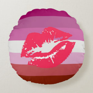Almofada Redonda Sinalizador do Orgulho Lésbico Lipstick