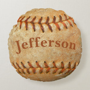 Almofada Redonda Sintagem Branca Personalizada de Baseball Vermelho