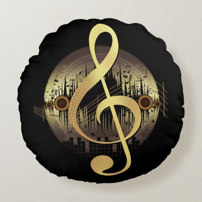 Almofada Redonda Sintonia Deliciosa - Dourada (Frente)