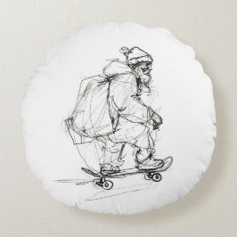 Almofada Redonda Skateboard Santa Claus com Presentes