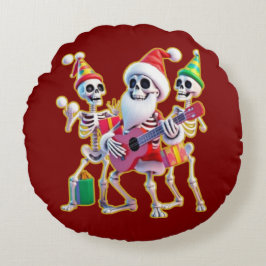 Almofada Redonda **Skeleton 3D Christm Santa Party – Funnyas Skelet