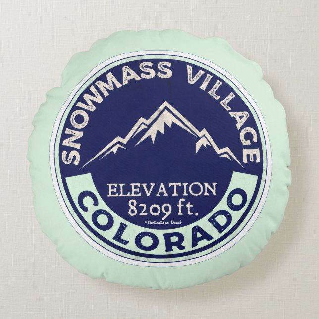 Almofada Redonda Ski Snowmass CO Throw Pillow (Frente)