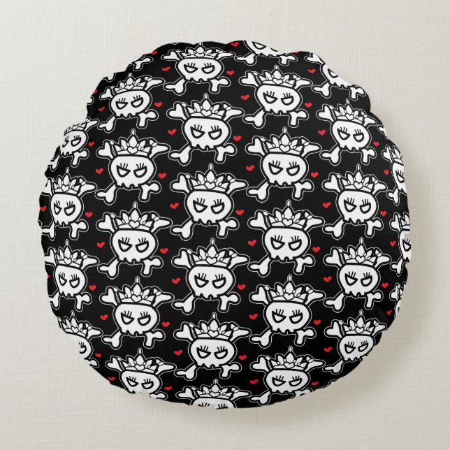 Almofada Redonda Skull Princess Pattern (Frente)