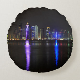 Almofada Redonda Skyline de Doha, Qatar no travesseiro redondo da
