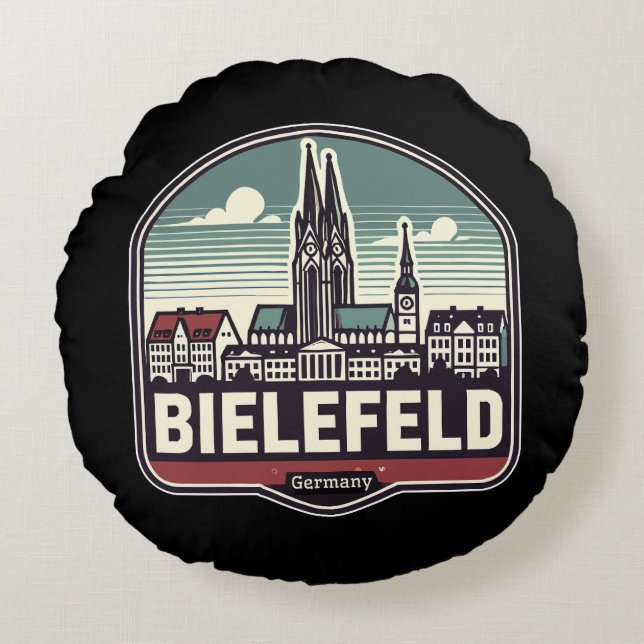 Almofada Redonda Skyline Retro Bielefeld (Frente)