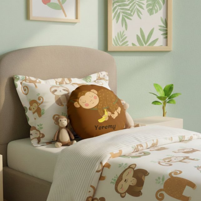 Almofada Redonda Sleeping Monkey Cartoon Round Pillow (Criador carregado)