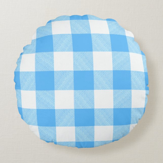 Almofada Redonda Slow-Living Summer Sky Check (Frente)
