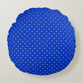 Almofada Redonda Small White Polkadots on Cobalt Blue Round Pillow