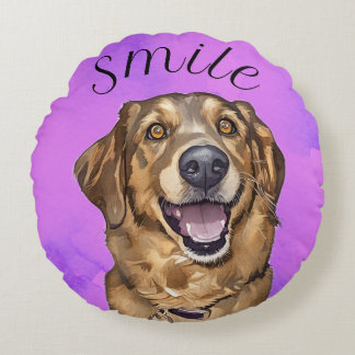 Almofada Redonda Smile With A Puppy keychain Round Pillow