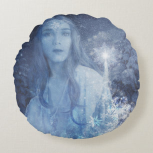 Almofada Redonda Snow Queen Christmas Fantasy Trabalho de arte iPho