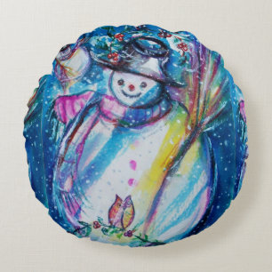 Almofada Redonda SNOWMAN COM OWL Winter Season