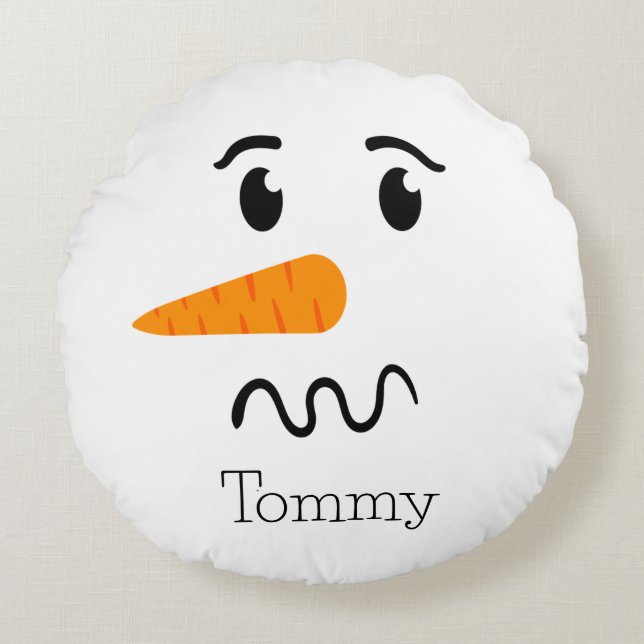 Almofada Redonda Snowman Confusa Face Frosty (Frente)