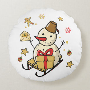 Almofada Redonda Snowman de Natal