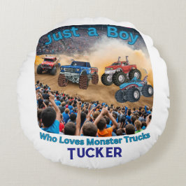 Almofada Redonda Só um garoto que ama caminhões monstros