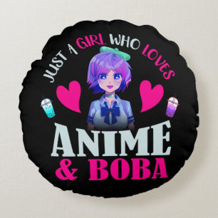 Almofada Redonda Só uma garota que ama anime e Boba