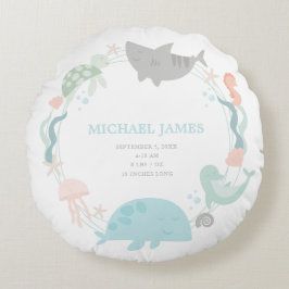 Almofada Redonda Sob O Nurserio Sea Baby Boy Keepsasaame