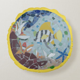 Almofada Redonda Sob Travesseiro da Ronda de Mosaico do Moonfish no