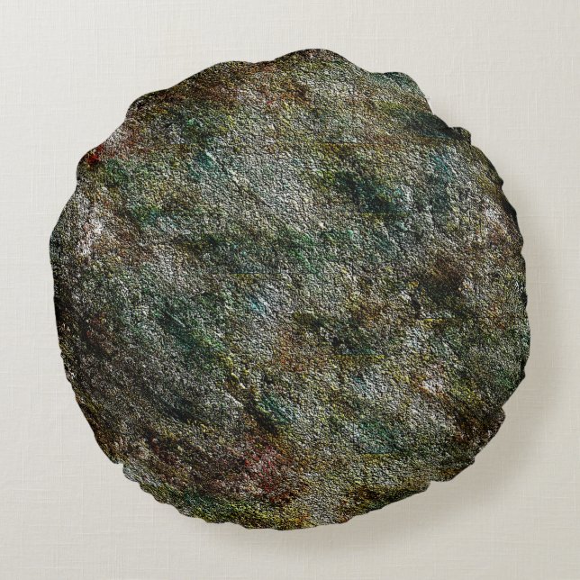 Almofada Redonda Sobras de tinta spray da cabine de pintura (Verso)