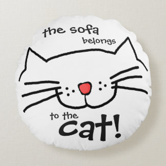 Almofada Redonda Sofá pertence ao gato - branco