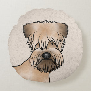 Almofada Redonda Soft-Coated Wheaten Terrier Cabeça de Cachorro Fof