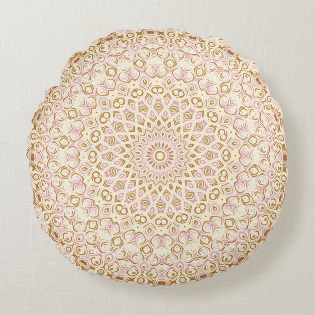 Almofada Redonda Soft Golden Blush Mandala Design (Frente)