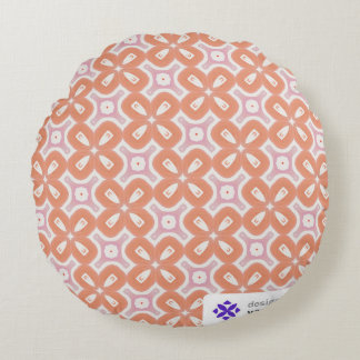 Almofada Redonda Soft Orange & Pink Floral Geometric Round Pillow –