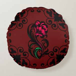 Almofada Redonda Soft Personalizado de Paisley Crimson Elegante