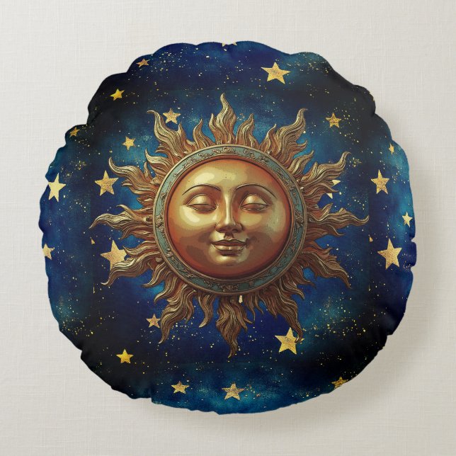 Almofada Redonda Sol Celestial (Frente)