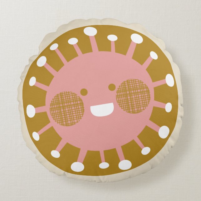 Almofada Redonda Sol feliz (Frente)