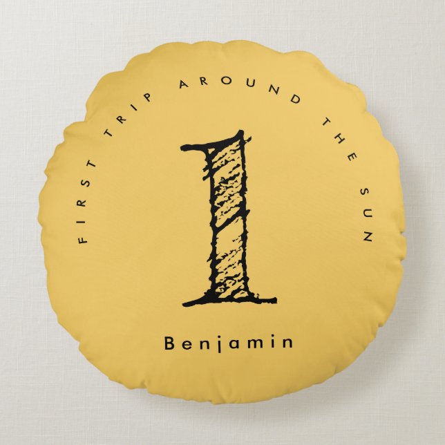 Almofada Redonda sol primeiro aniversario aquarela sol (Frente)